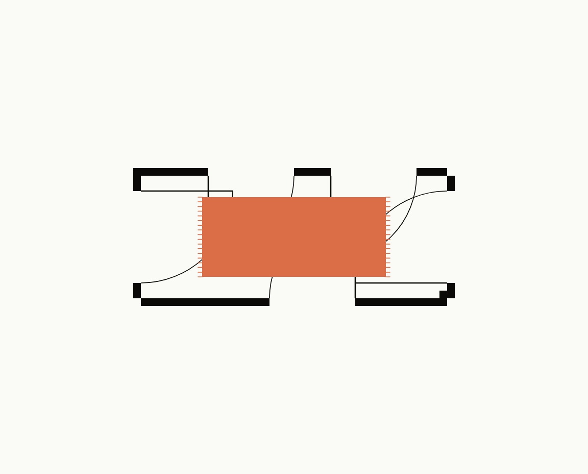 Hallway floor plan, top down, with a 2.6x6 runner centred along a short corridor