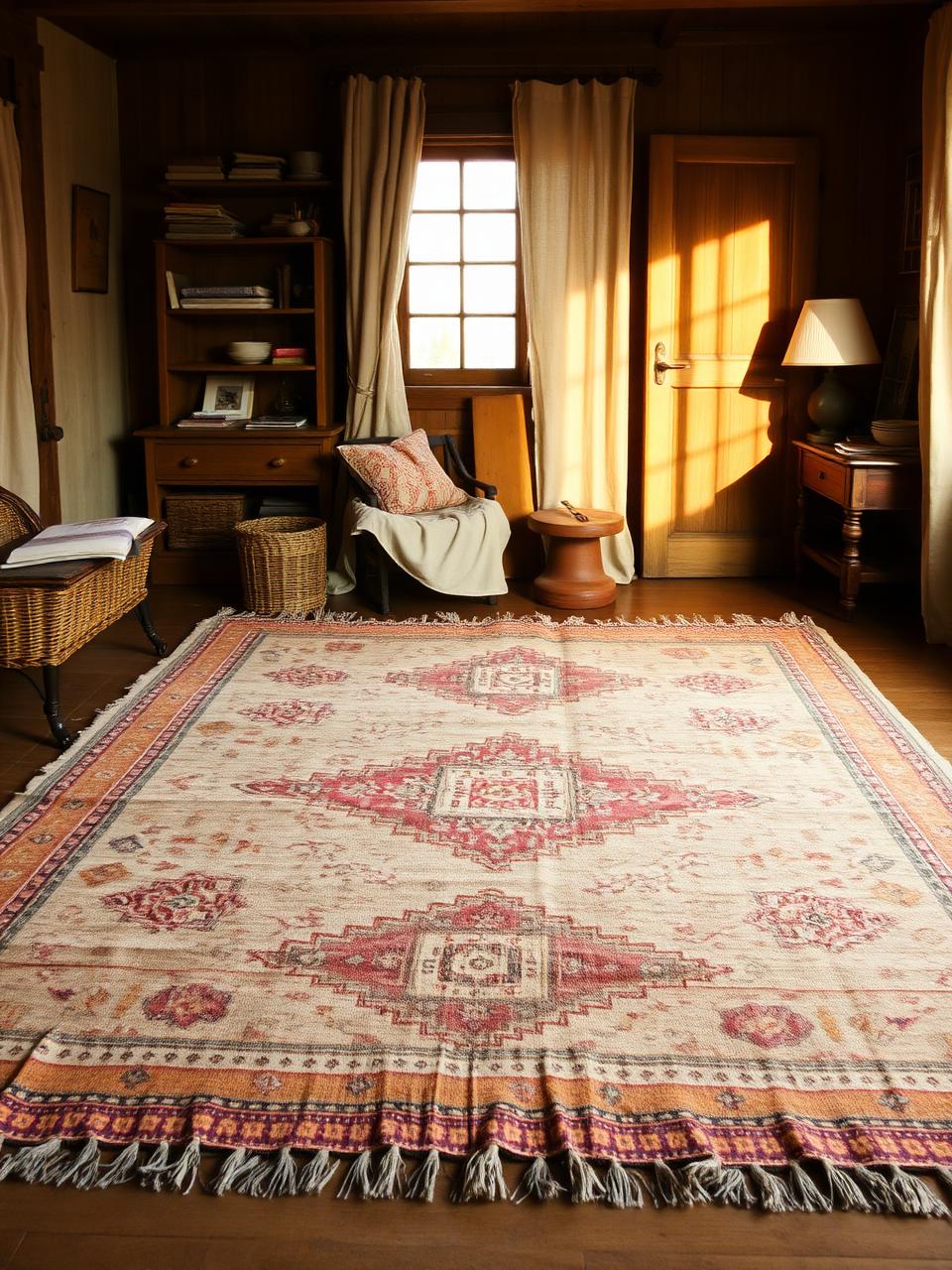 Asilah handmade Moroccan wool rug photographed flat from overhead