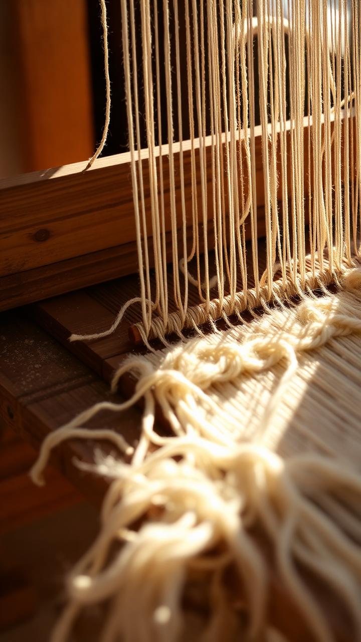 Close-up of the hand-knotted wool pile and ink line detail