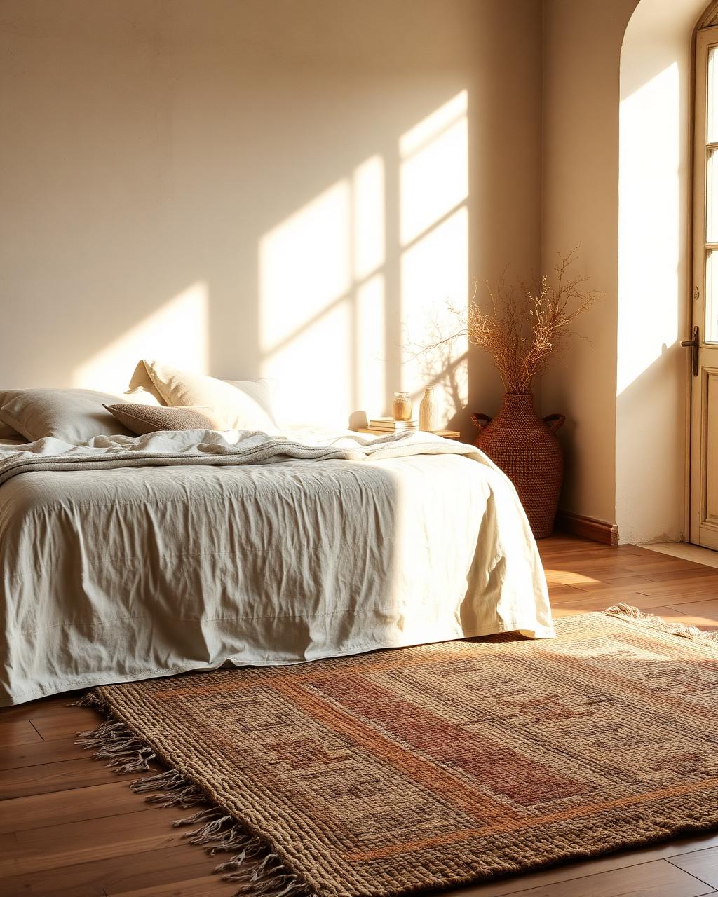 Snowline rug shown at scale beside a low sofa and side table