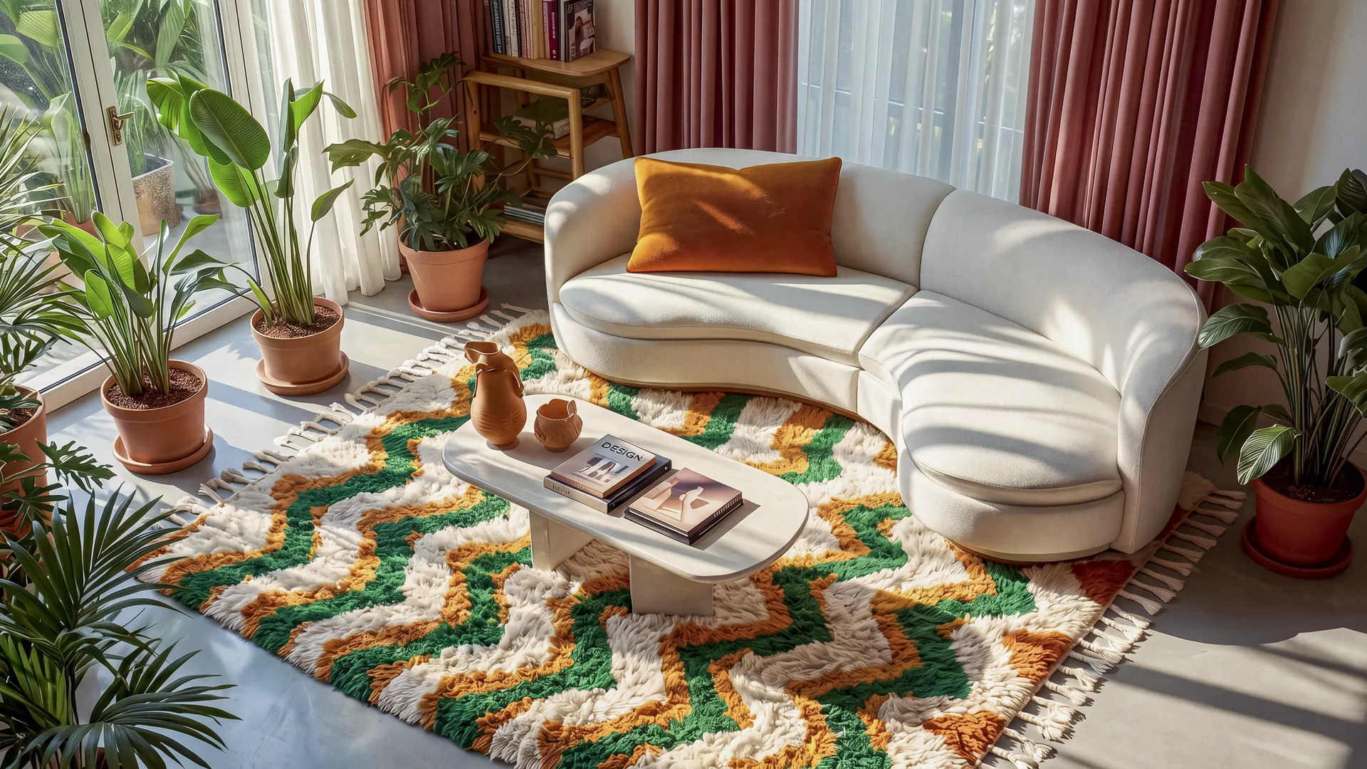 Aman handmade Moroccan rug in a living room