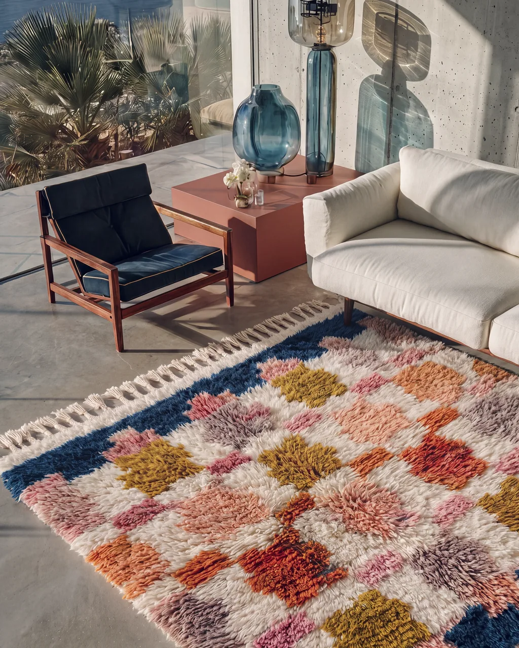 Jidar handmade Moroccan rug in a living room