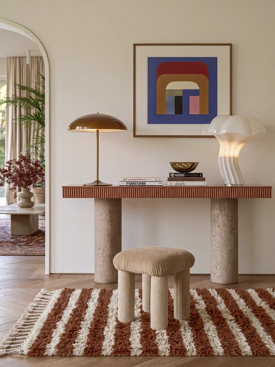 Todra hand-knotted Beni Ourain runner in a home office