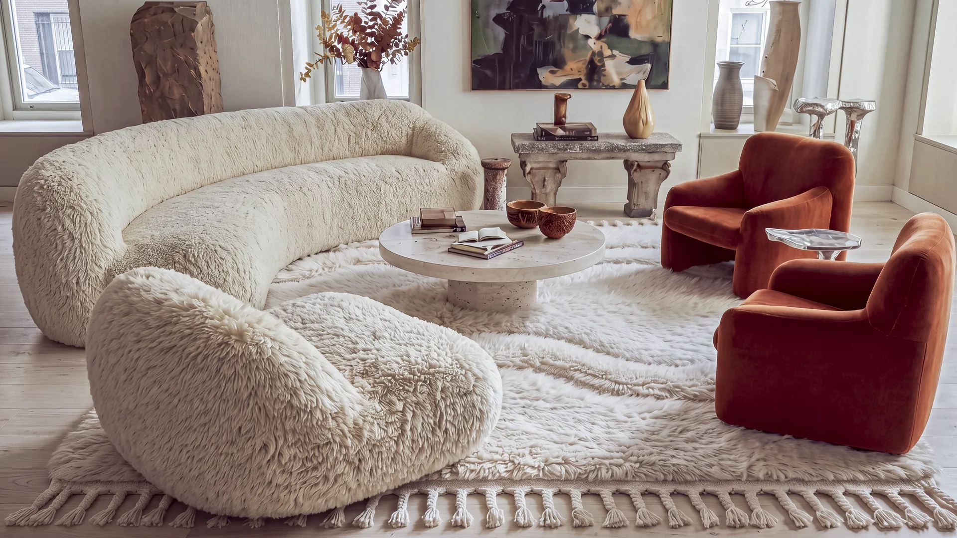 Dades handcrafted Beni Mrirt rug in a living room