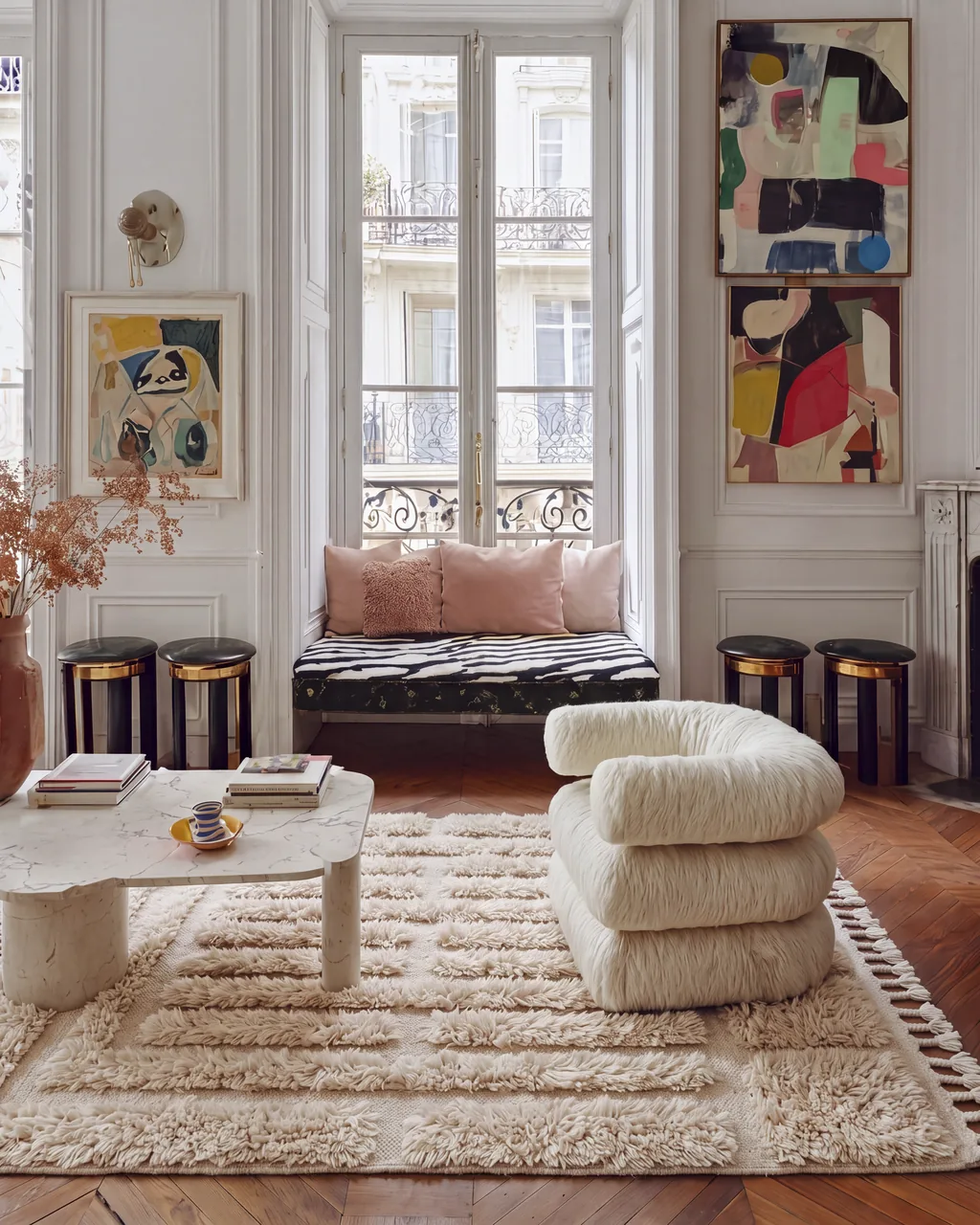 Kasbah handcrafted Beni Mrirt rug in a living room