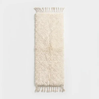 Solid natural ivory wool runner flat lay