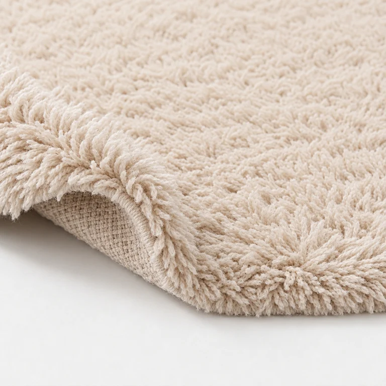 shag natural wool rug pile close-up