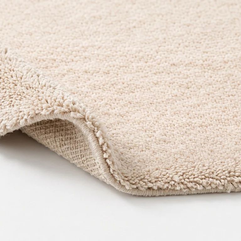 short natural wool rug pile close-up