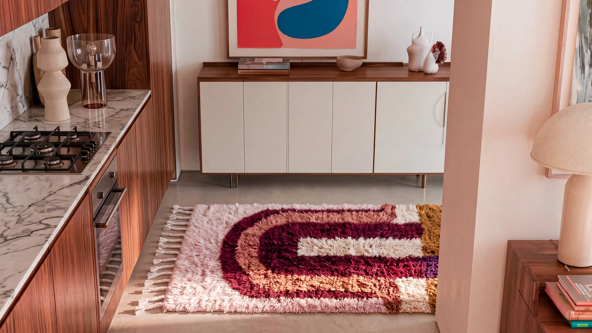 Dama hand-knotted Moroccan runner in a kitchen