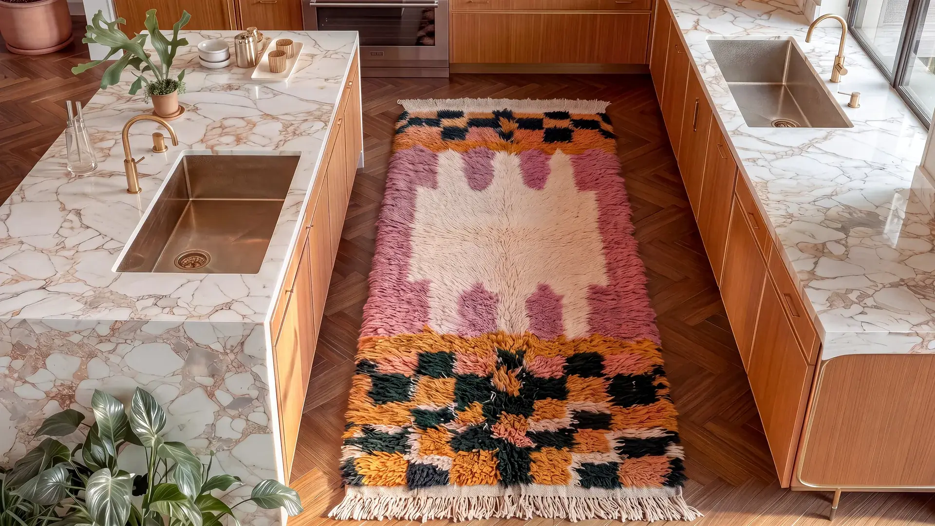 Mozaik hand-knotted Moroccan runner in a kitchen