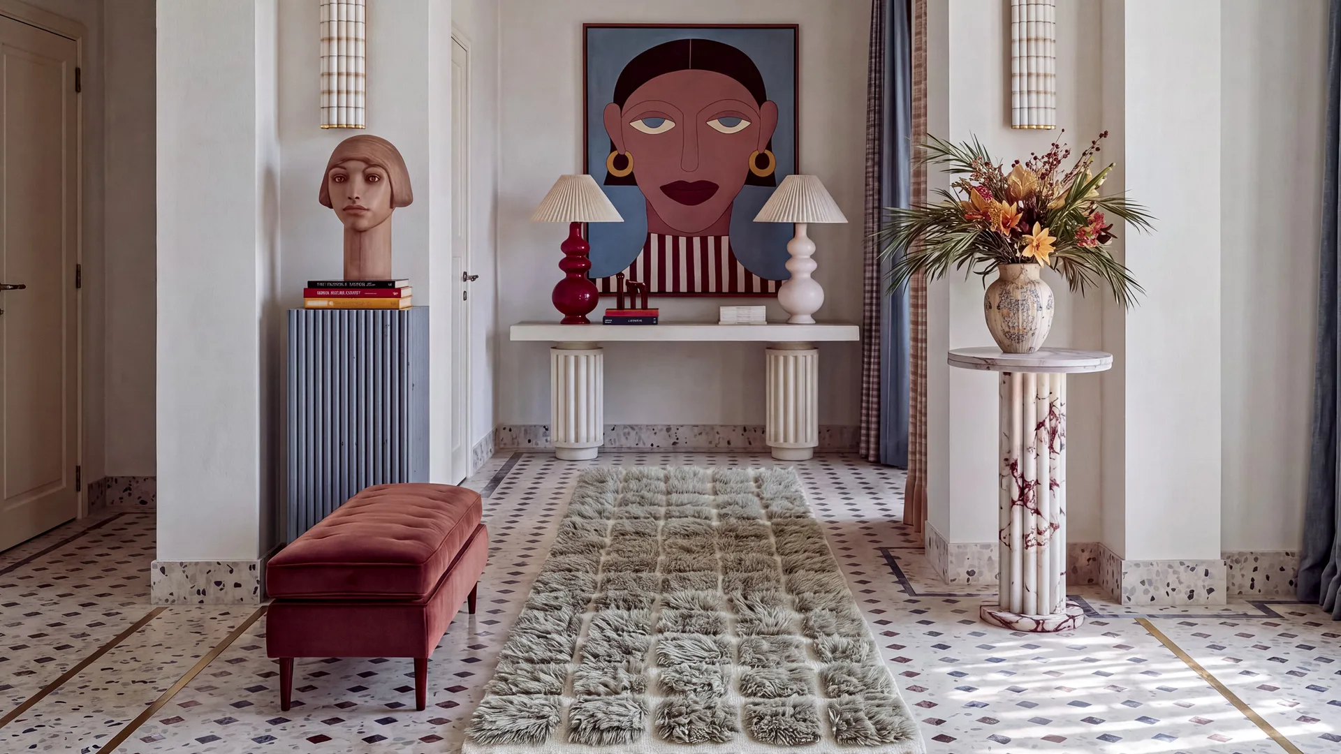 Terrain hand-knotted Beni Mrirt runner in an entryway