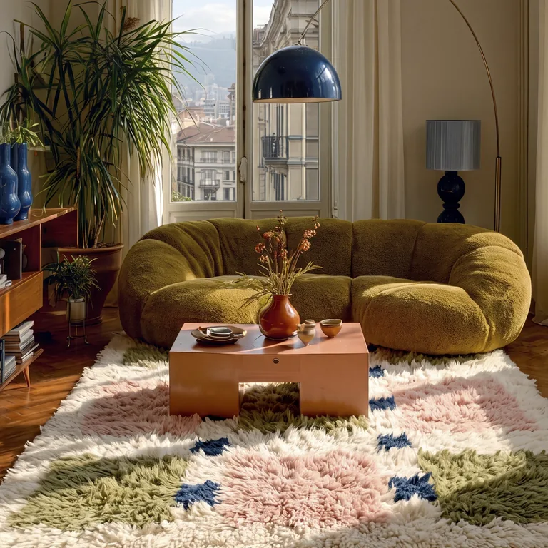 Doukkala handcrafted Moroccan rug in a living room